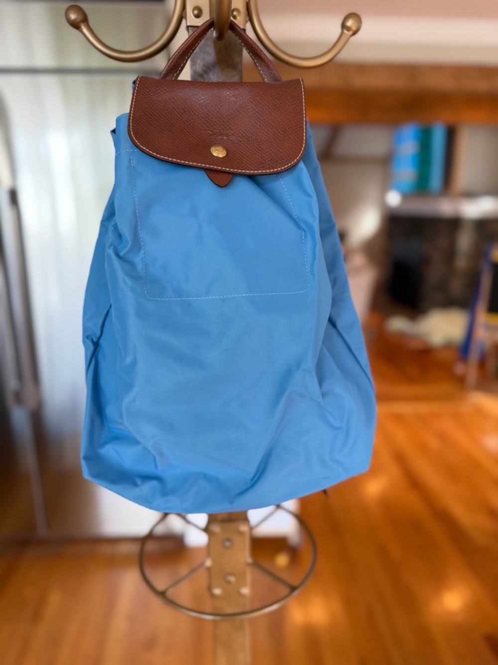 Longchamp Backpack with Brown Leather Flap - Men Bags